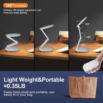 Rechargeable LED Desk Lamp Foldable Portable Light with 3 Brightness Modes