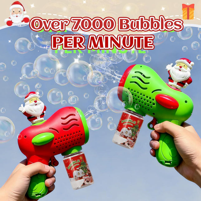Christmas Bubble Gun Set for Kids 2 Pack Santa Bubble Machine Party Favors