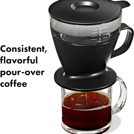 Matte Black Pour Over Coffee Brewer – Easy Brew, Water Tank Included