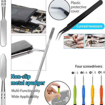 23-Piece Cell Phone Repair Tool Kit – Spudger, Pry Tools, Screwdrivers & Tweezers