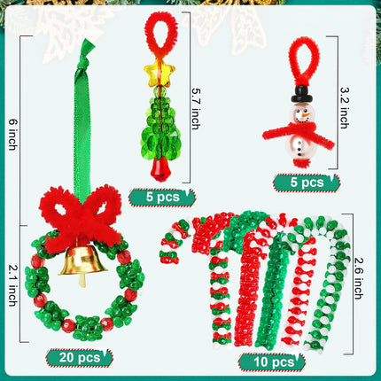 40PCS Christmas Beaded Ornament Craft Kit Wreath Snowman Tree Candy Cane