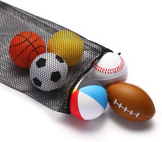 Mini Sports Balls Set of 6 – Soft Foam Balls for Toddlers with Bag