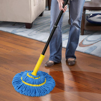 Microfiber Floor Mop with Long Handle, Easy Self-Wringing Twist Design
