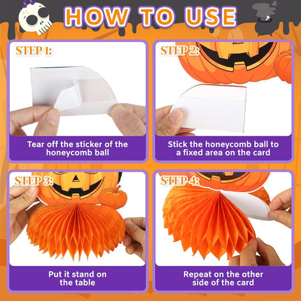 Happy Halloween Decorations Set, Banner & Honeycomb Pumpkin Ghost Witch Centerpieces