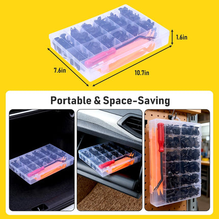 260PCS Car Bumper Retainer Clips & Plastic Rivets Kit for Door, Panel & Fender