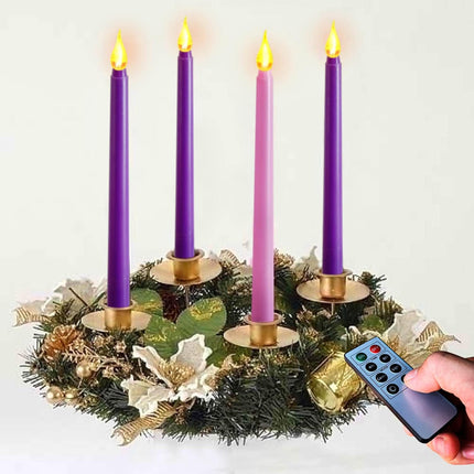 Battery Operated Flickering Candles – 4PCS Advent Wreath Home Decor