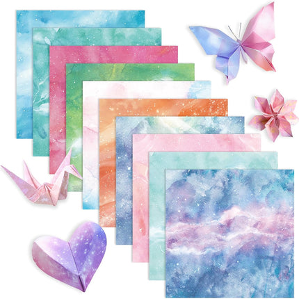 200 Sheets Origami Paper, 10 Designs, 3.74x3.74" Double-Sided Starry Sky Craft Paper