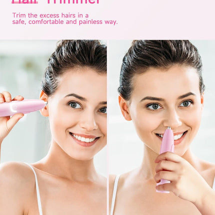 Rechargeable Ear & Nose Hair Trimmer 2026 – Painless, Dual-Edge Blades, Pink