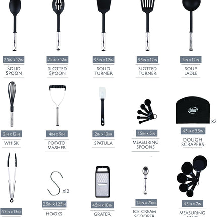 35-Piece Kitchen Utensils Set – Nonstick, Heat-Resistant Nylon & Silicone