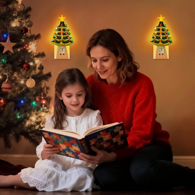 Ceramic Christmas Tree Night Light – Multicolor LED Tabletop Decor