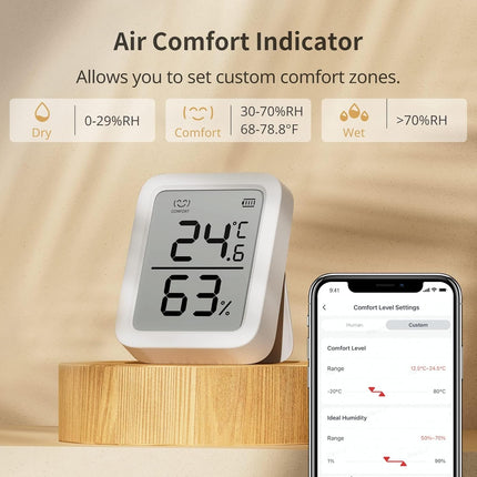 Bluetooth Temperature Sensor Hygrometer with 2-Year Data Export Storage