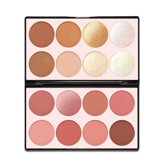 16-Color Contour Palette – Blush, Highlighter & Bronzer, All-in-One