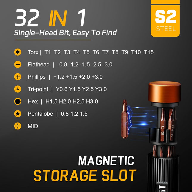32-In-1 Magnetic Precision Screwdriver Set, Gift for Men, Electronics, PS5, Phone
