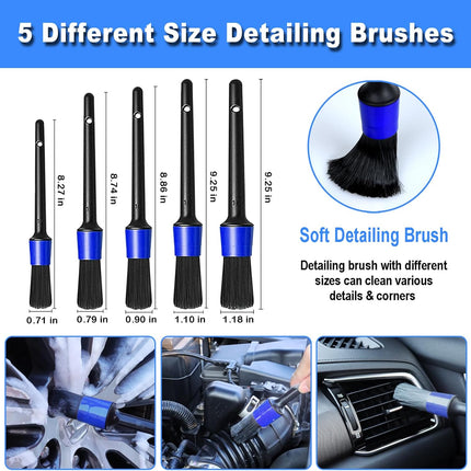 15Pcs Windshield Cleaner & Car Detailing Kit, Interior Brushes, Cleaning Gel & Tools