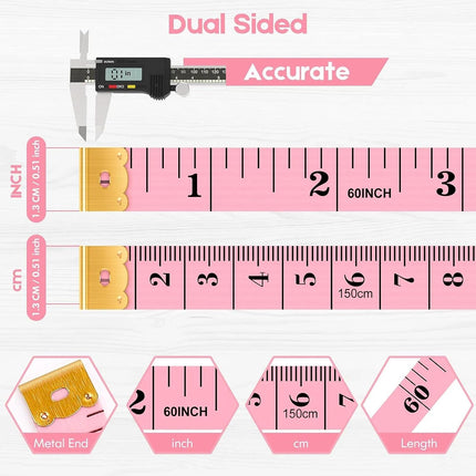 5 Pack Soft Tape Measure 60 Inch, Double-Sided Inch and CM Sewing & Body Measuring Tape