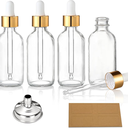 4PCS 30ml Glass Dropper Bottles with Funnel & Labels for Essential Oils