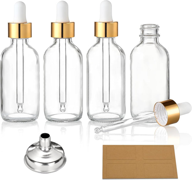 4PCS 30ml Glass Dropper Bottles with Funnel & Labels for Essential Oils