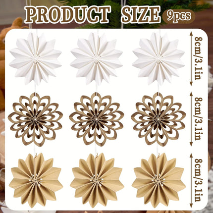 9pcs 3D Paper Christmas Hanging Decorations – Trees & Snowflakes for Home & Party