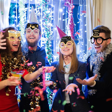 Happy New Year 2026 Party Favors – 15-Pc NYE Photo Booth Glasses