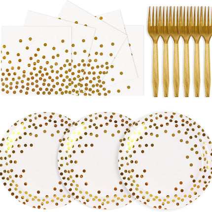 75PCS Party Dinnerware Set – Plates, Napkins & Forks for New Year & Weddings
