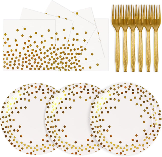 75PCS Party Dinnerware Set – Plates, Napkins & Forks for New Year & Weddings