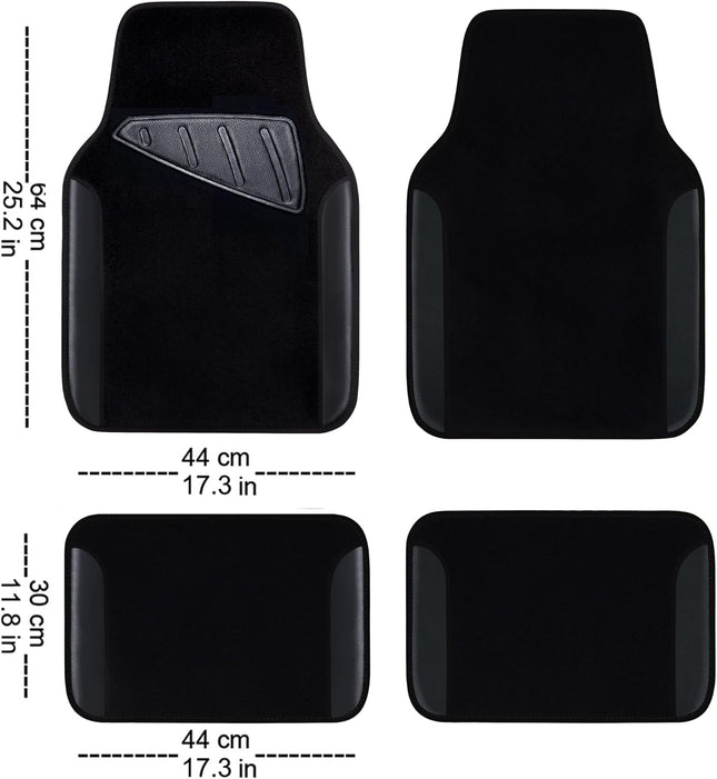 Waterproof Universal Fit Car Floor Mats, Faux Leather, Anti-Slip, Set of 4