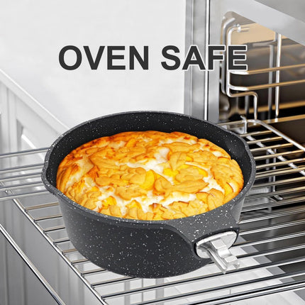 1.5QT Nonstick Saucepan with Lid, Pour Spout & Detachable Handle, Induction Safe