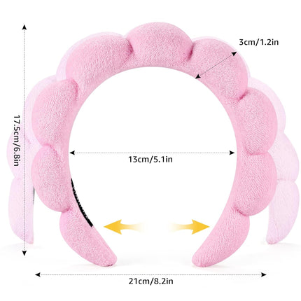 2PCS Spa Headbands Face Washing Skincare Terry Cloth Makeup Black Pink