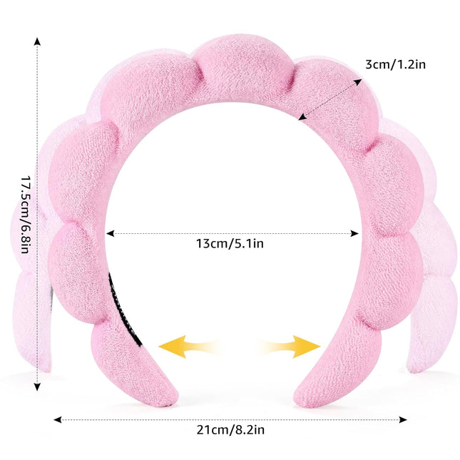 2PCS Spa Headbands Face Washing Skincare Terry Cloth Makeup Black Pink