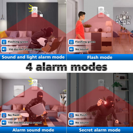 WiFi Motion Sensor Alarm with 110dB Siren & App Alerts – Alexa/Google