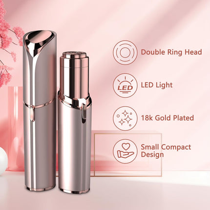 Facial Hair Remover for Women – Painless Electric Face Shaver, Rose Gold