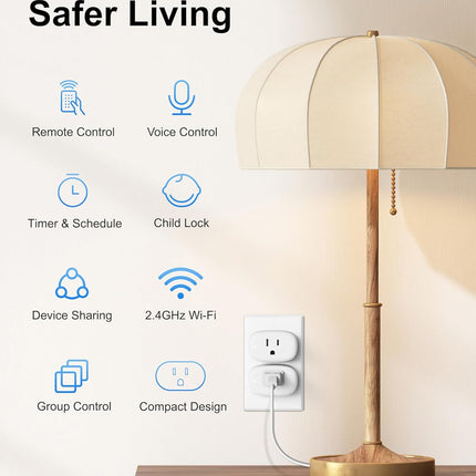 4-Pack Smart Plugs – WiFi Outlet, Alexa & Google Compatible, Timer & Remote