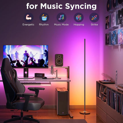 RGBIC Smart Floor Lamp Alexa Enabled Color Changing 1000 Lumen Black