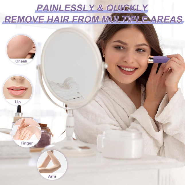 Facial Hair Remover for Women – Painless, Rechargeable, Portable, Pink