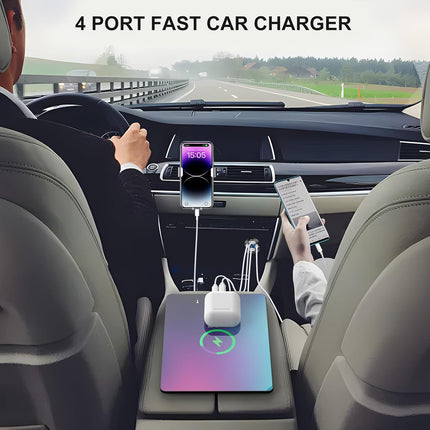Upgraded 4-Port 12V USB Charger – Dual PD & QC, Voltmeter for Car, Boat, RV, Motorcycle