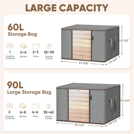 6-Pack Clothes Storage Bags – 16 Gallon Closet Organizer with Zipper Handles