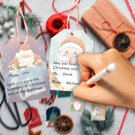 120PCS Christmas Gift Tags with 66ft Ribbon – 12 Styles DIY Gift Wrap