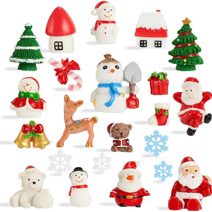 38 PCS Christmas Miniature Figurines Ornament Kit Santa Tree Resin Decor