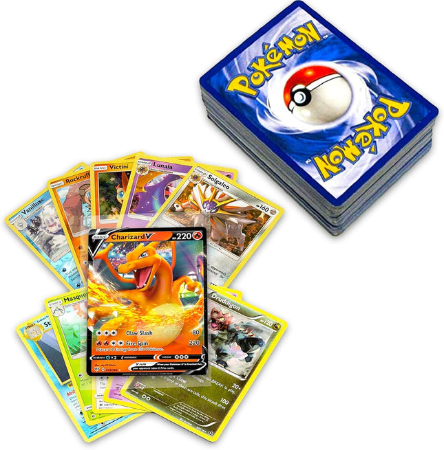 50+ Pokémon Trading Cards Collection with 5 Holo Foils and 1 Rare Card Guaranteed