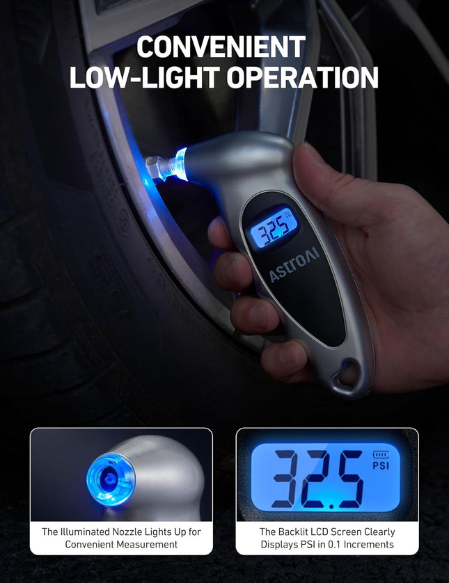 Digital Tire Pressure Gauge 0-150 PSI, Accurate LCD Gauge with Backlight