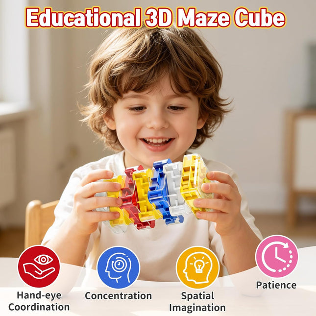 2 in 1 Fidget Spinner Maze Cube 3D Brain Teaser Puzzle Toy 7 Levels