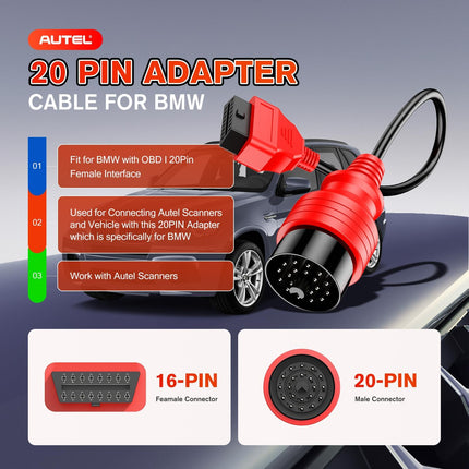 20 Pin to 16 Pin OBD2 Cable for BMW – OBD1 to OBD2 Diagnostic Adapter, OE Quality