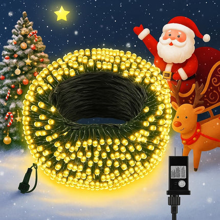 Christmas Outdoor String Lights – 100LED Warm White 33FT Twinkle Lights