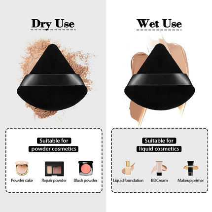 8PCS Triangular Makeup Powder Puffs, Soft Velvet Sponges for Foundation & Contouring