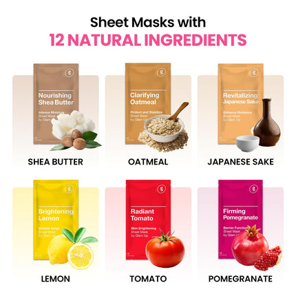 12 Pack Korean Skincare Sheet Masks for Dry and Sensitive Skin Hydration