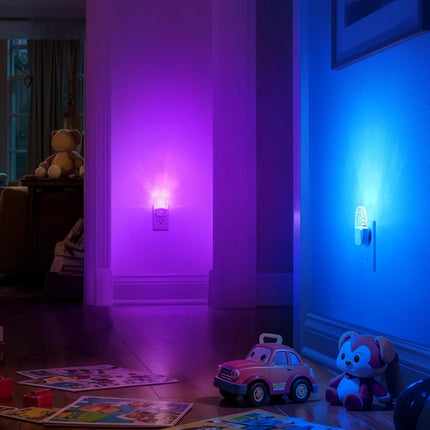 2-Pack Color Changing Night Lights – RGB LED with Dusk-to-Dawn Sensor