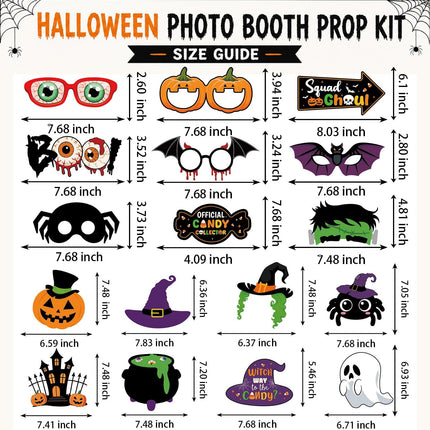 26-Piece Halloween Photo Booth Props Kit, Pumpkin Frame & Spooky Party Accessories