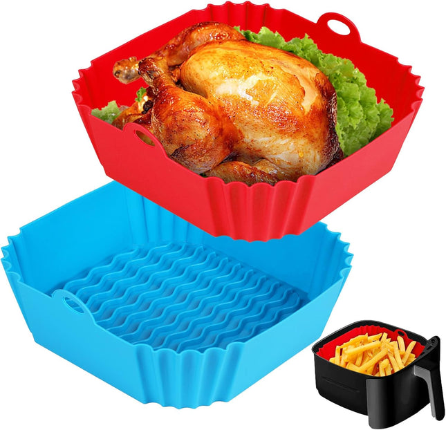 2-Pack 8" Silicone Air Fryer Liners – Reusable Inserts for 4–7 QT Fryers