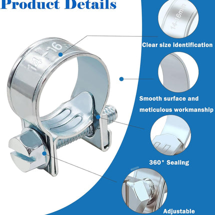 32Pcs Fuel Injection Hose Clamps Kit – 1/4", 5/16", 3/8", for Diesel & Petrol Pipes