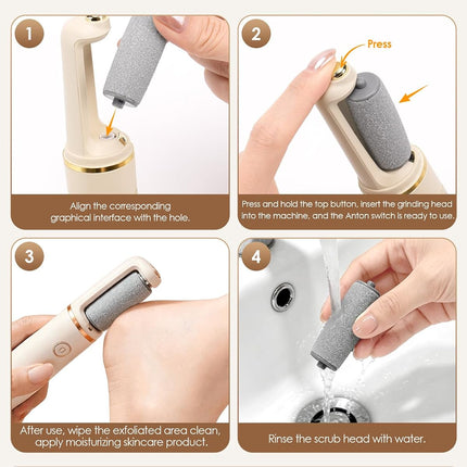 Rechargeable Electric Foot File Callus Remover, Pedicure Kit for Dry & Cracked Skin, Beige
